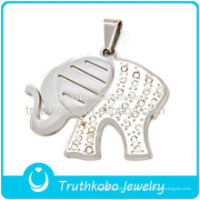 Proveedor profesional de joyería de acero inoxidable de China Acero inoxidable con temática animal lindo elefante colgante con cristal de arcilla
